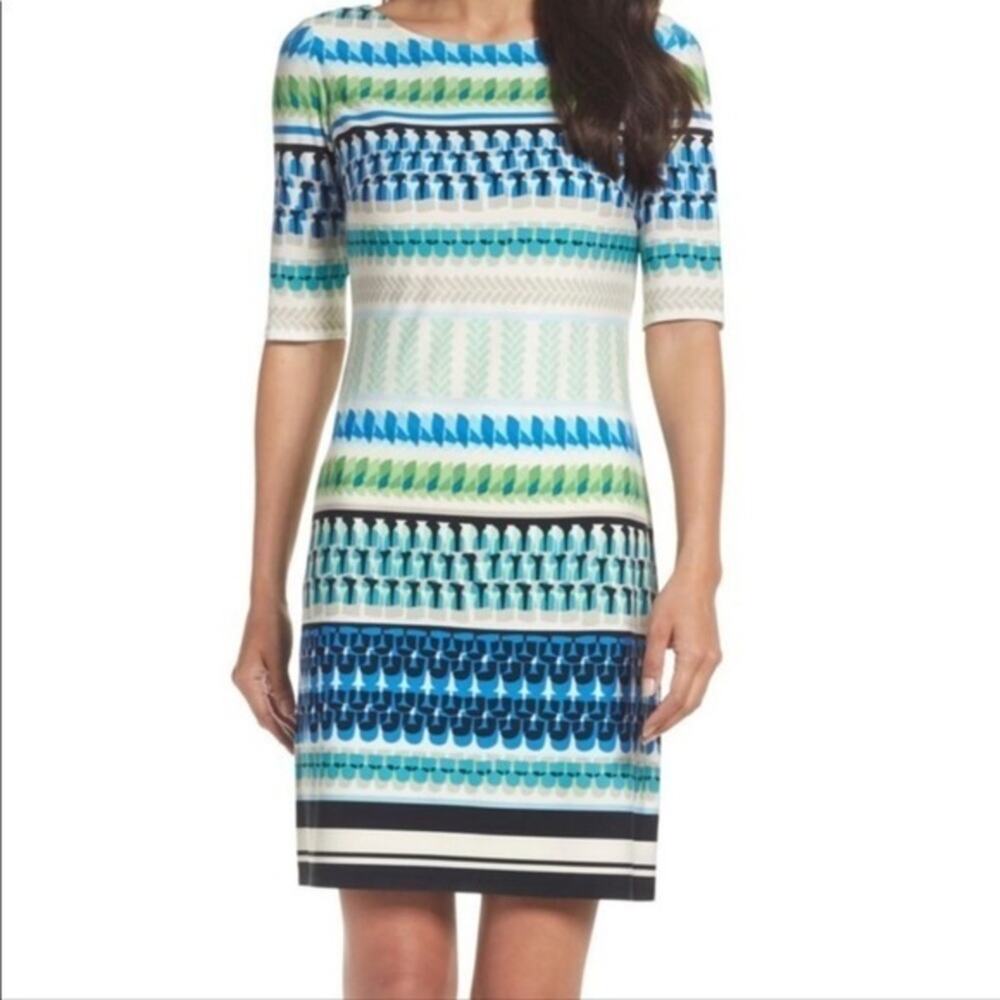 Eliza J Abstract Striped Shift Dress Size 6 EUC